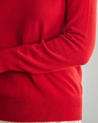 Mock Neck Cashmere Sweater, Red