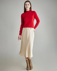 Mock Neck Cashmere Sweater, Red