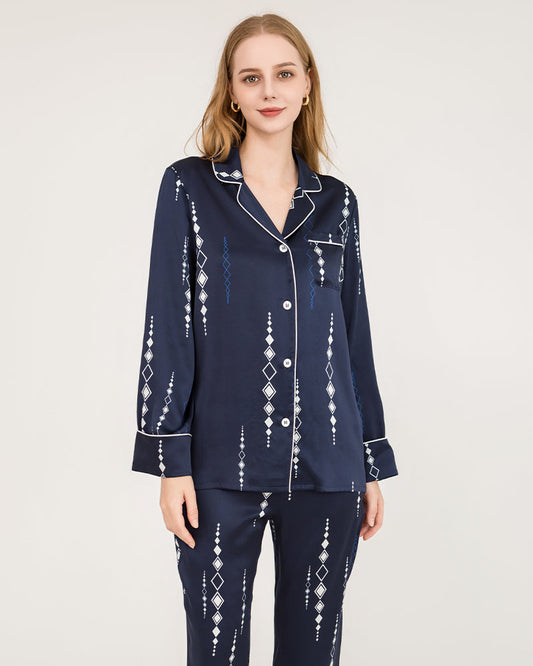 19 Momme Silk Navy Pajama Set