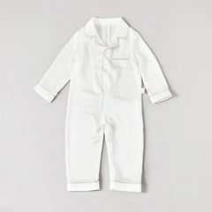 One-piece Baby Silk Pajamas, White and Pink