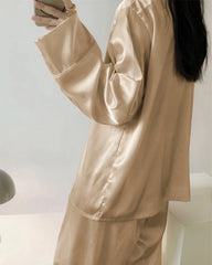 Oversized Double Breasted Silk Pajamas, Champagne