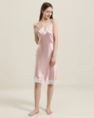 Silk Nightgown with Delicate Lace Details - DAISYSILK UK