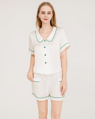 Piped Silk Shorts Pyjama Set