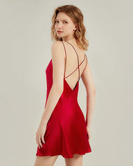 Cross Back Slip Dress Silk Nightgown