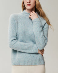 Pure Cashmere Mock Neck Raglan Sleeve Sweater