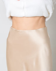 22 Momme Silk Maxi Skirt, Champagne