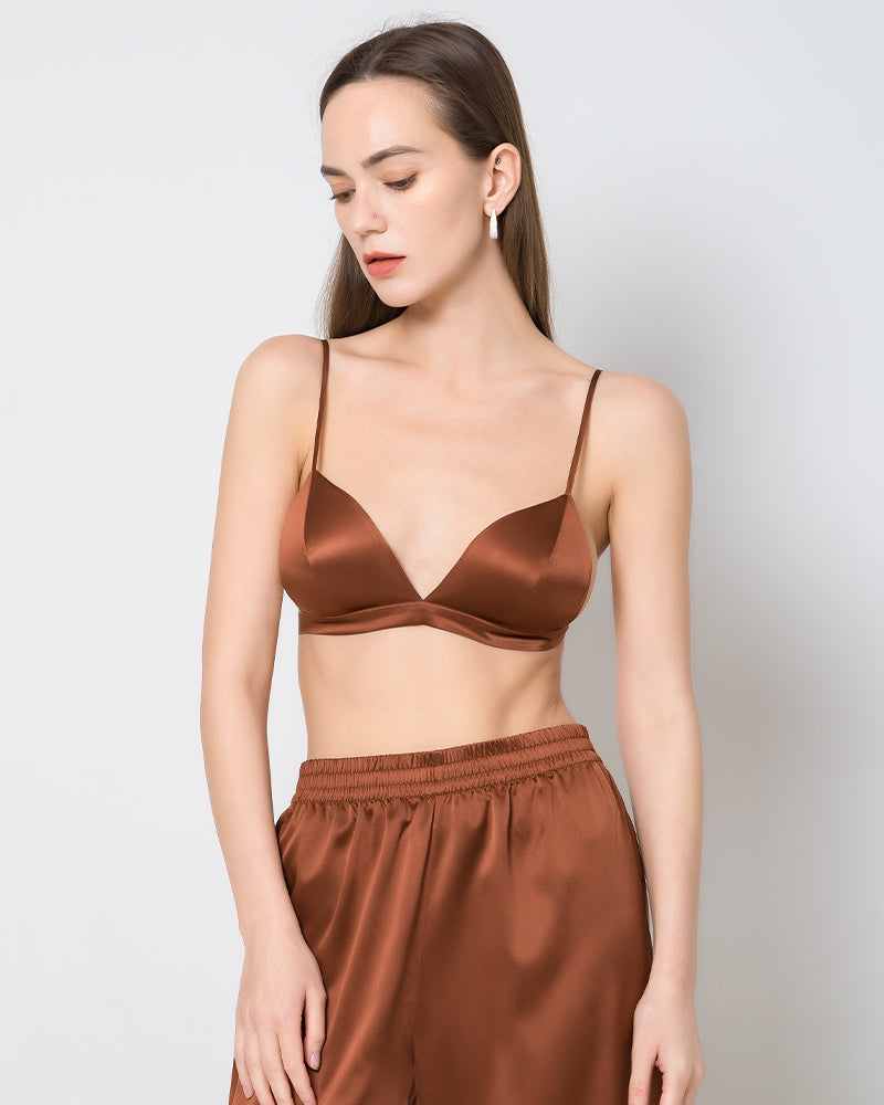Silk Cap Wireless Bra, Brown