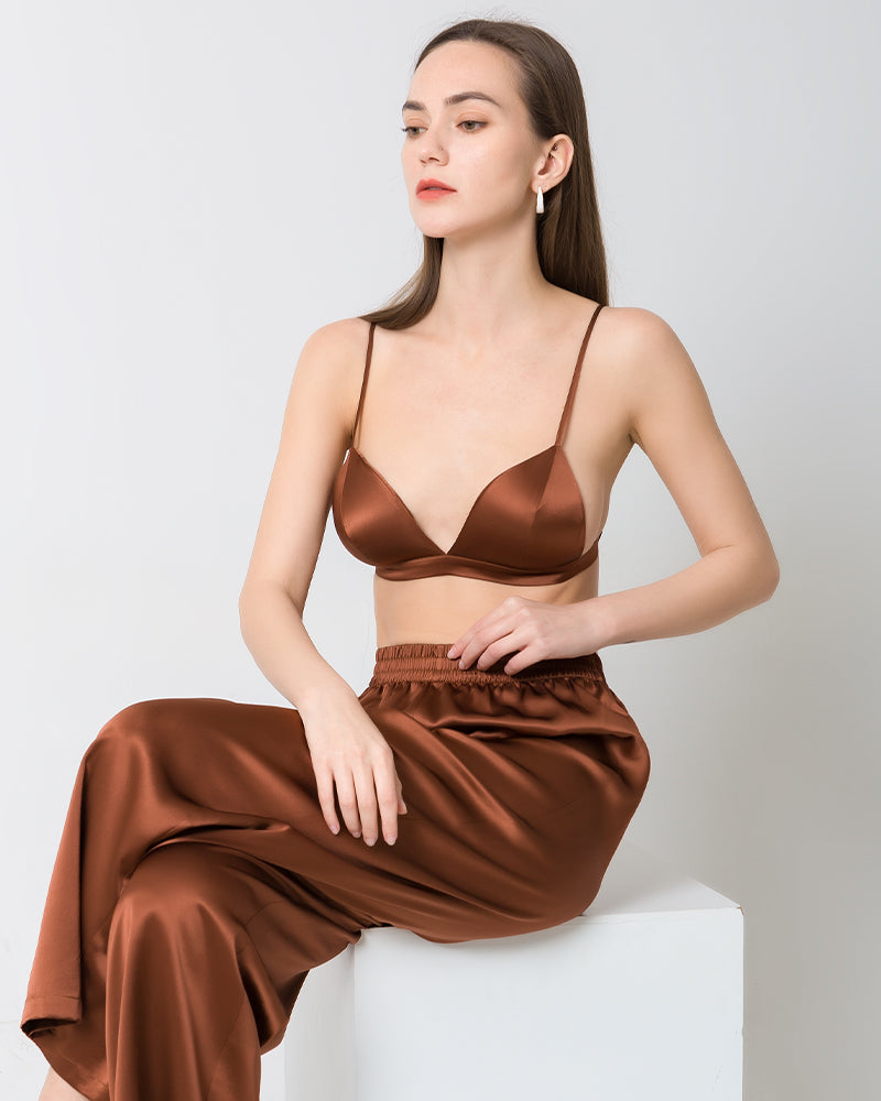 Silk Cap Wireless Bra, Brown