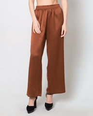 Women's Silk Wide-Leg Pants, Brown