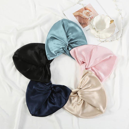 Silk Night Sleeping Cap with Ribbons