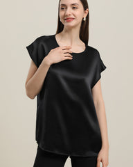 Women's Round Neck Short Silk T-Shirt
