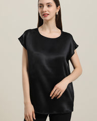 Women's Round Neck Short Silk T-Shirt