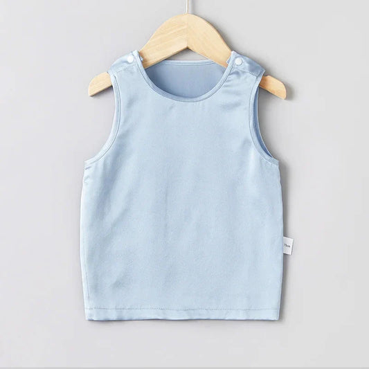 Round Neck Baby Silk Tank, Blue
