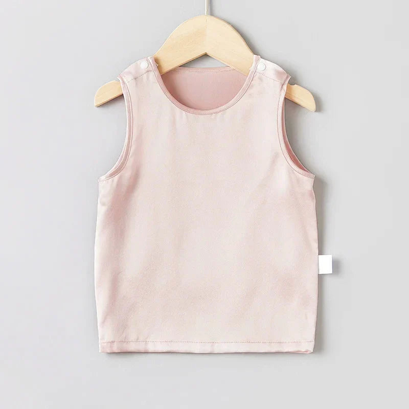Round Neck Baby Silk Tank, Pink