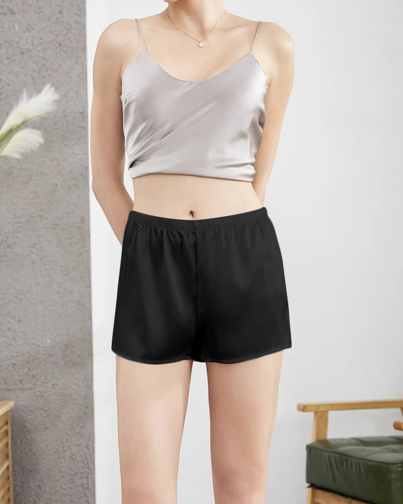 Silk Women Leggings Panties Shorts, Black