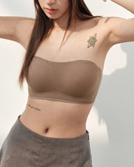 Seamless Non-slip Silk Bandeau Bra, Brown