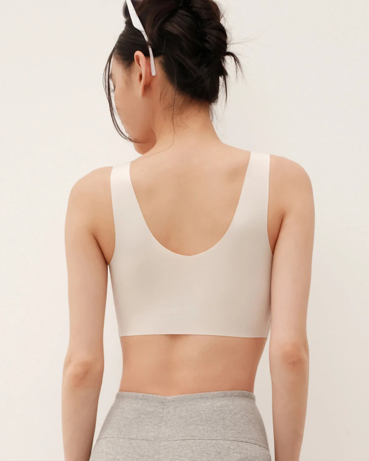 Seamless Wide-Strap Silk Bra, White