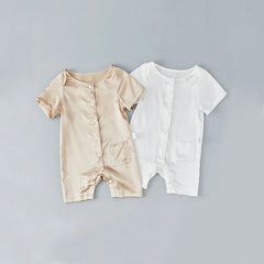 Short Sleeve Baby Silk Onesies, Champagne