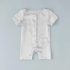Short Sleeve Baby Silk Onesies, Grey