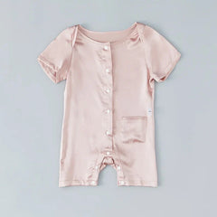 Short Sleeve Baby Silk Onesies, Pink