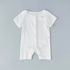 Short Sleeve Baby Silk Onesies, White