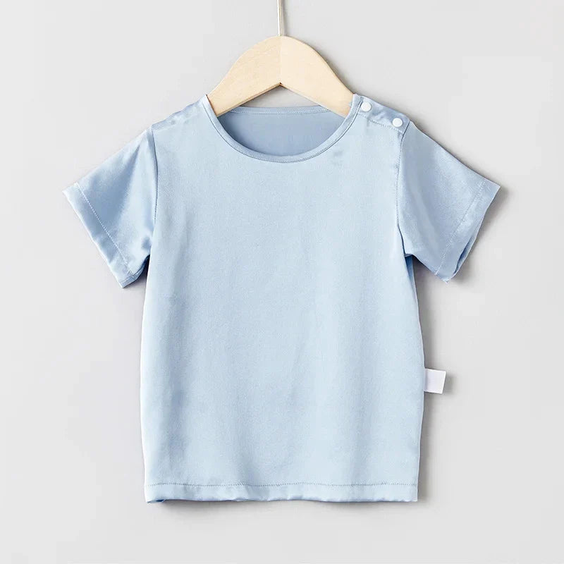 Short Sleeve Baby Silk T-Shirt, Blue