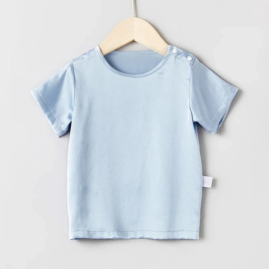 Short Sleeve Baby Silk T-Shirt, Blue