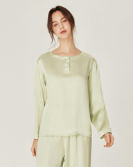 Silk Round Neck Pullover Pajamas Set