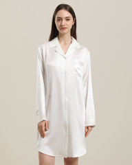 Silk Shirt Pajamas Sleepwear Piping Style Ivory