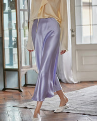 22 Momme Silk Maxi Skirt, Purple