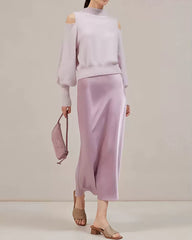 22 Momme Silk Maxi Skirt, Mauve