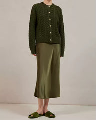 22 Momme Silk Maxi Skirt, Moss Green