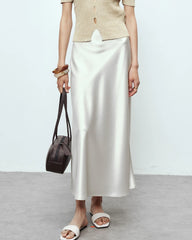 22 Momme Silk Maxi Skirt, White