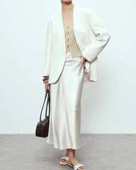 22 Momme Silk Maxi Skirt, White