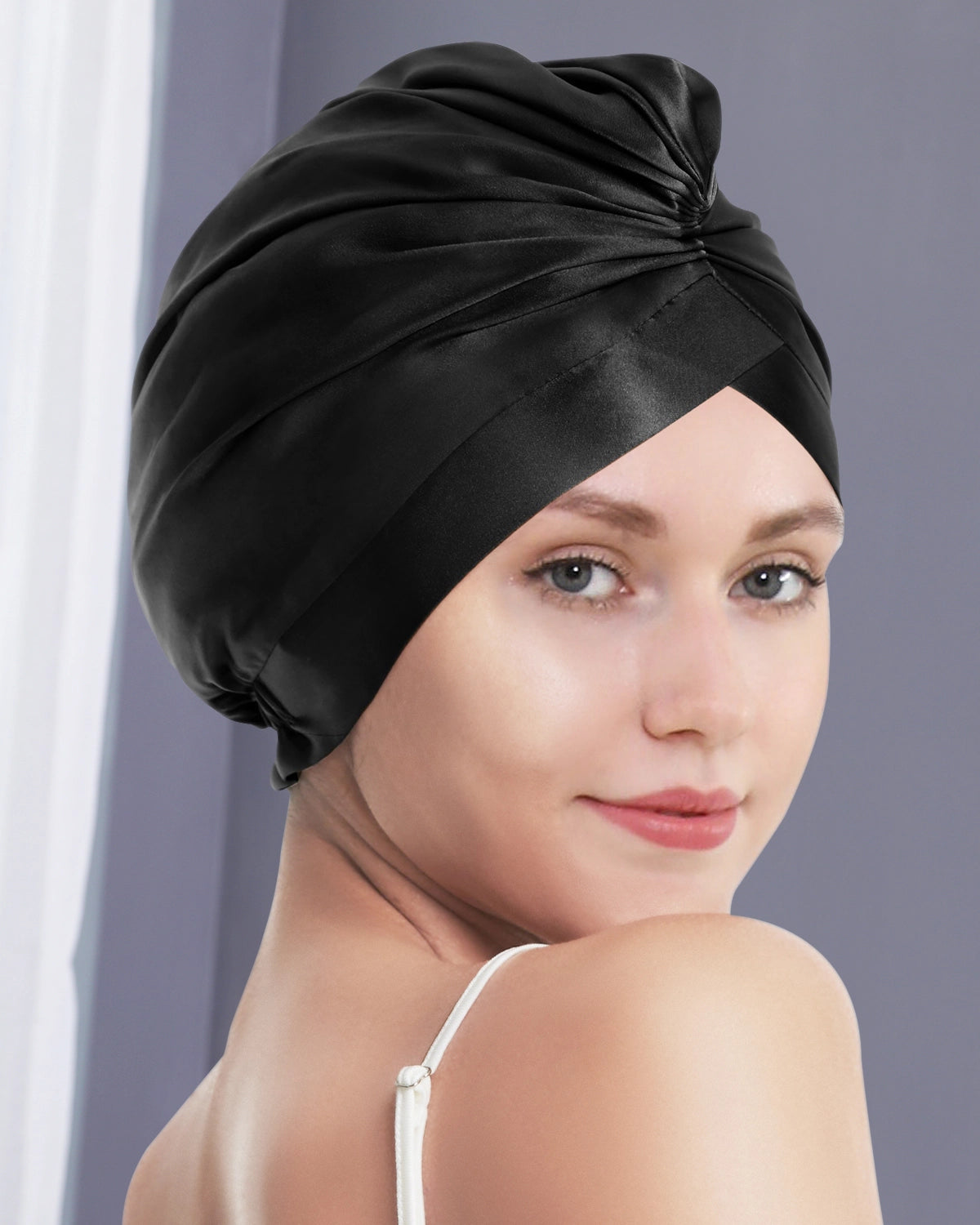 Silk Wrap Hair Turban, Black