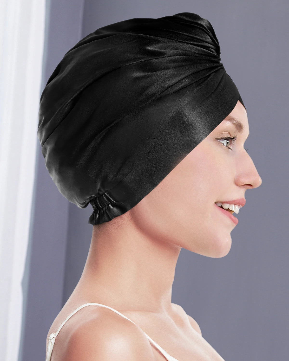 Silk Wrap Hair Turban, Black