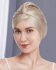 Silk Wrap Hair Turban, Champagne