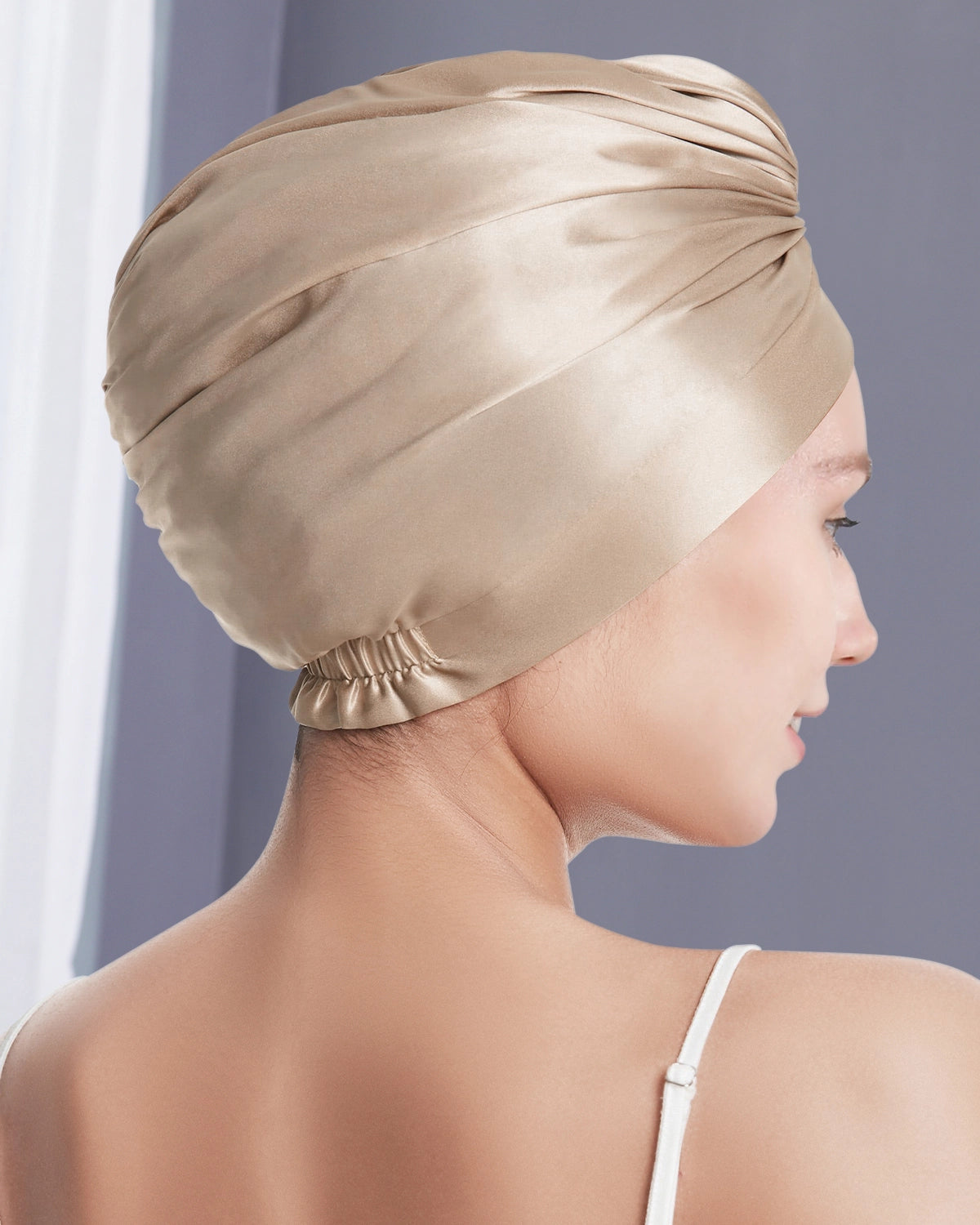 Silk Wrap Hair Turban, Champagne