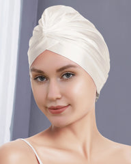 Silk Wrap Hair Turban, Ivory