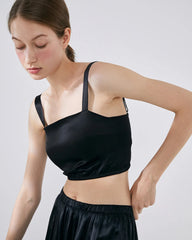 Silk Crop Tank Top,  Black