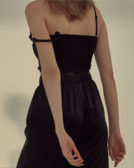 Silk Crop Tank Top,  Black