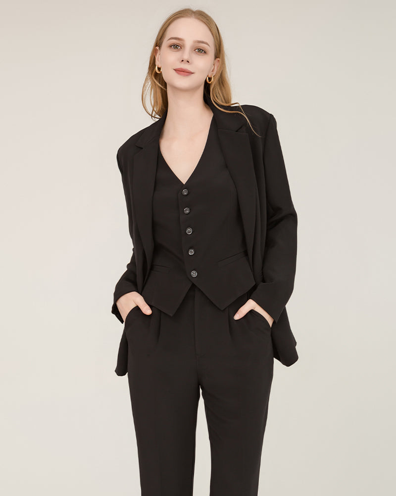 Women's Silk Suit Vest, Black