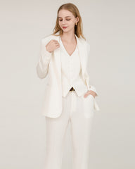 Women's Silk Suit Vest, White