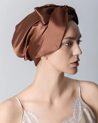 Silk Hair Bonnet for Sleeping, Dark Brown