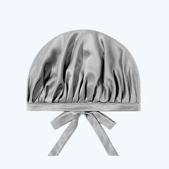 Silk Hair Care Sleep Cap With Bow Knot, Grey