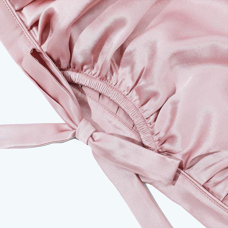 Silk Hair Care Sleep Cap With Bow Knot, Pink