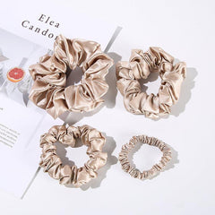 22 Momme Silk Hair Scrunchies 4PCS, Champagne