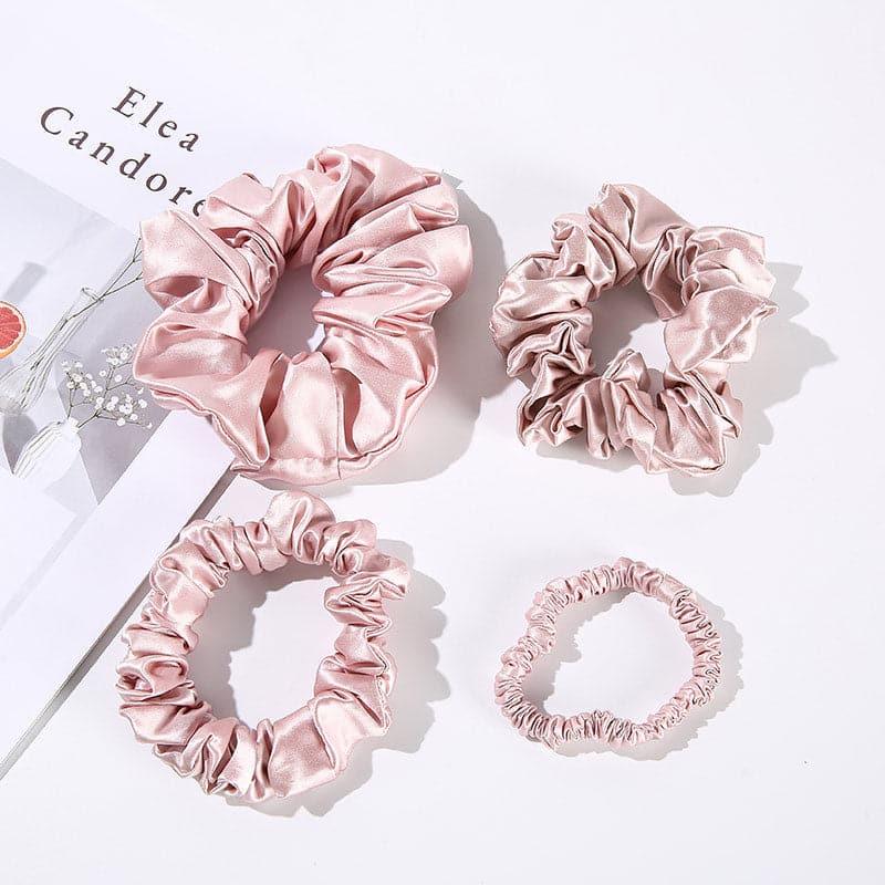 22 Momme Silk Hair Scrunchies 4PCS, Light Pink