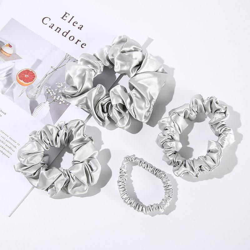 22 Momme Silk Hair Scrunchies 4PCS, Grey