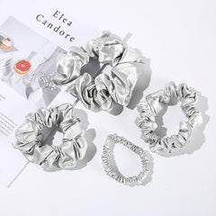 22 Momme Silk Hair Scrunchies 4PCS, Grey
